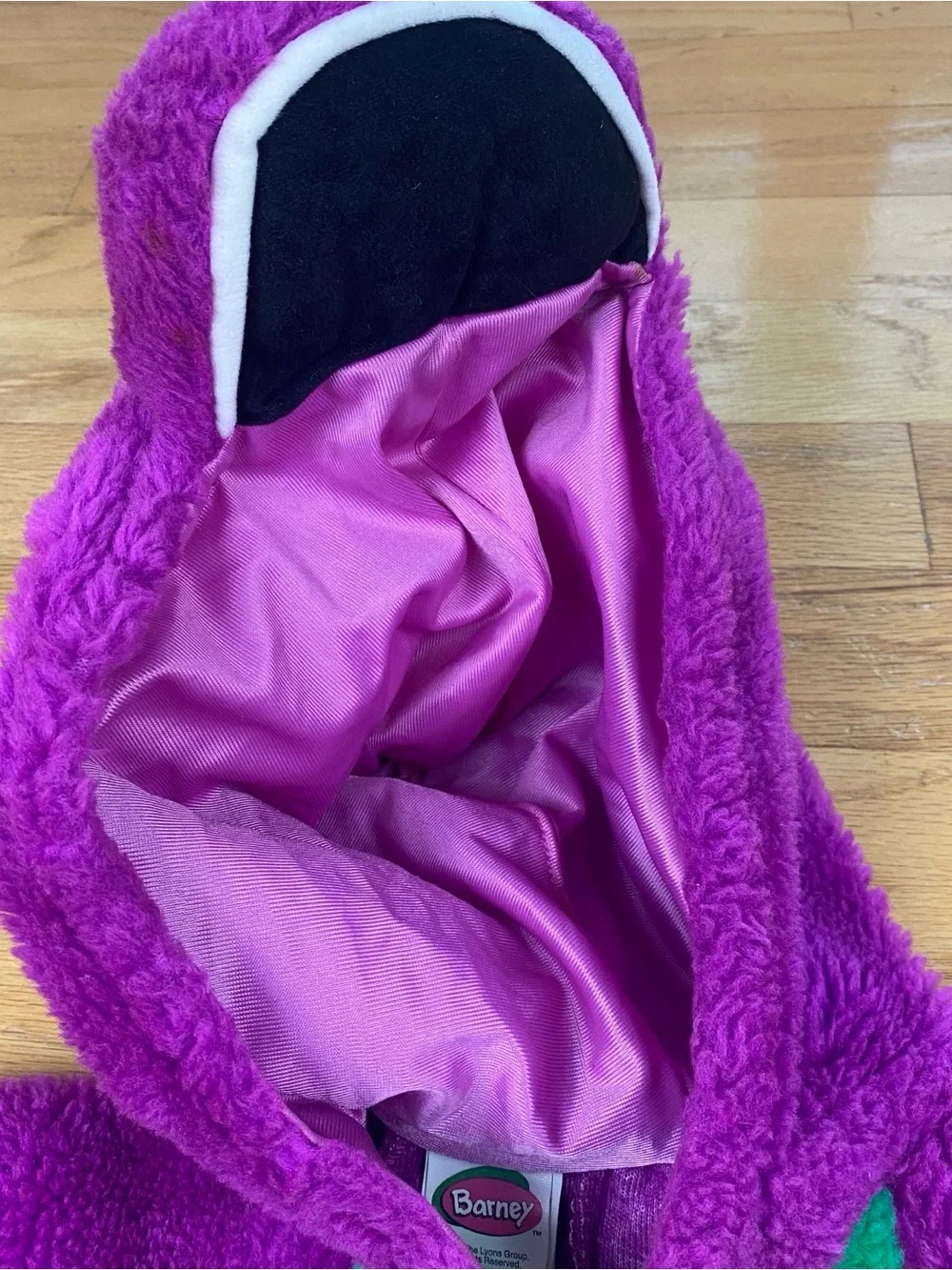 Barney The Purple Dinosaur Sherpa Fleece Kids Costume Zip 1997 halloween 4-6